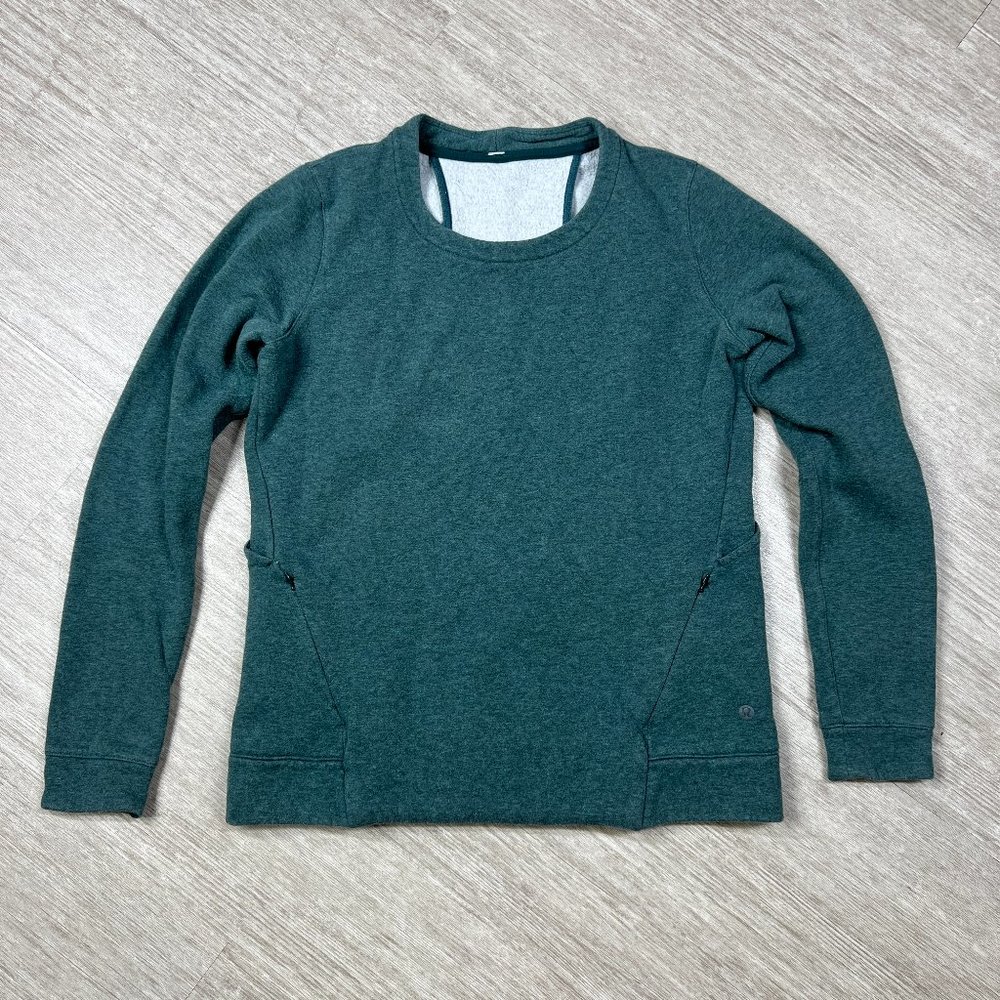 Lululemon &go Endeavor Long Sleeve Heathered Deep Green Sweater Pullover S/M